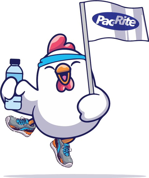 Pac-Rite running chicken mascot